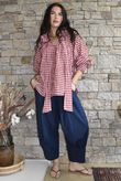 Nonni Gingham Poet Blouse Sangria /40 Pre order approx 1 week 